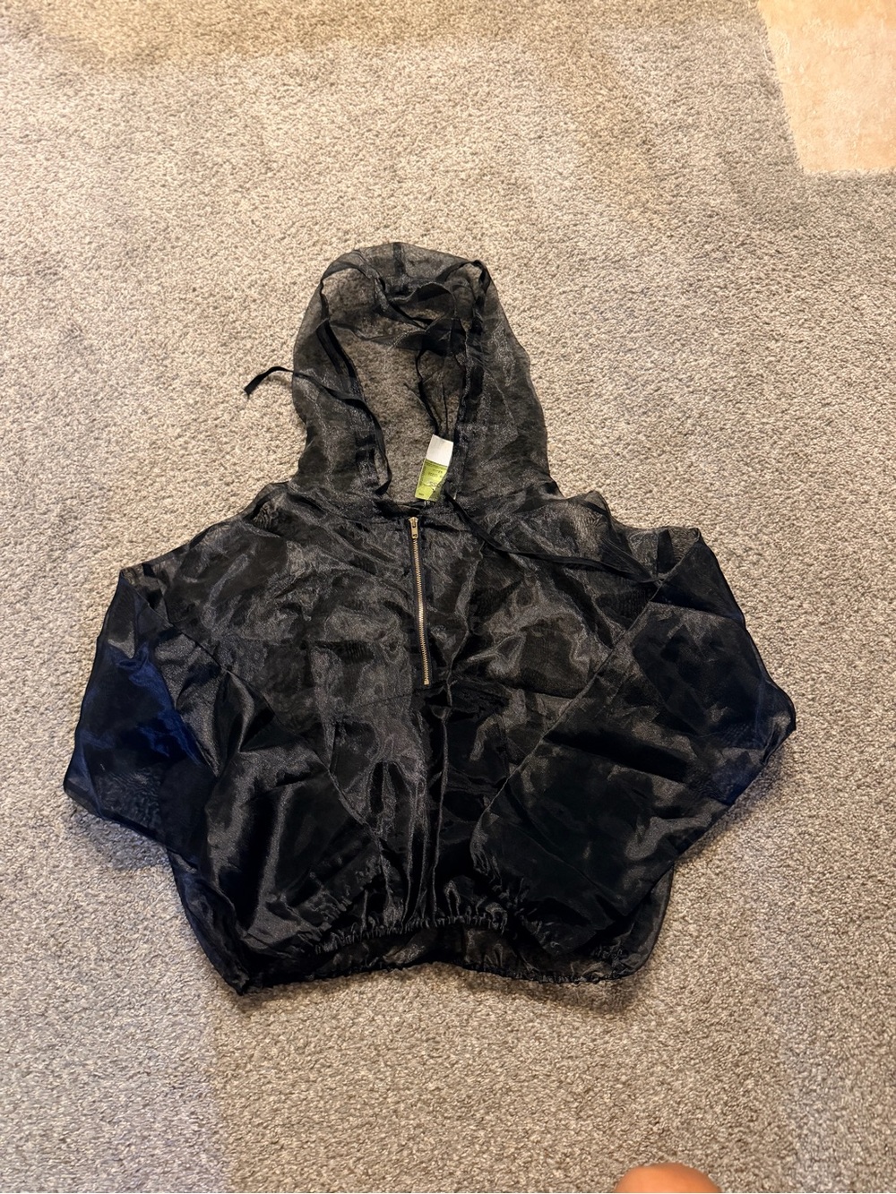 Black Hooded Mesh Jacket